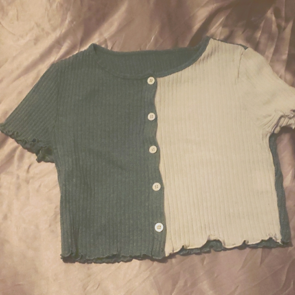 Two split colored cropped t-shirts